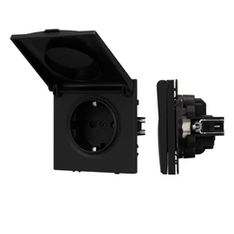 Фото #1 товара Механизм розетки влагозащищённый SCT-NOBE-MCP-SFPL-BK (230V, 16A) (Arlight, -)