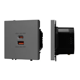 Фото #1 товара Механизм розетки с быстрой USB зарядкой SCT-NOBE-MUAC-SFPL-FC-GR (65W, QC3) (Arlight, -)