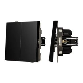 Фото #1 товара Механизм выключателя двухклавишный проходной SWT-TENDO-MKP2-PL-BK (230V, 10A) (Arlight, -)