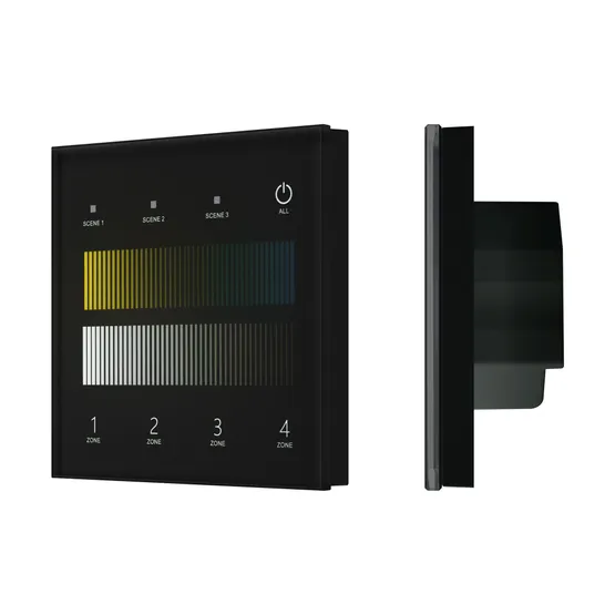 Фото товара INTELLIGENT ARLIGHT Сенсорная панель SMART-DALI-301-11-4G-3SC-DT8 Черная (230V, встраиваемая, 2.4G) (IARL, IP20 Пластик, 5 лет)