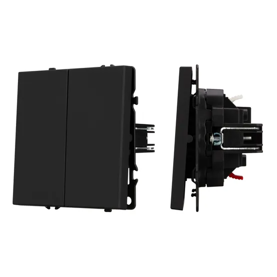 Фото #1 товара Механизм выключателя двухклавишный непроходной SWT-NOBE-MK02-SFPL-BK (230V, 10A) (Arlight, -)