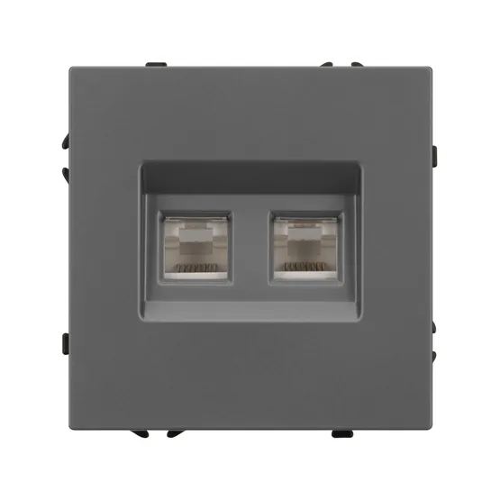Фото #2 товара Механизм сдвоенной компьютерной розетки SCT-NOBE-MPC2-SFPL-GR (RJ-45, CAT6) (Arlight, -)