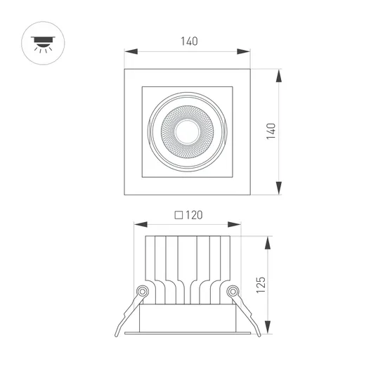 Фото #2 товара Светильник MS-VORTEX-BUILT-S140x140-30W Warm3000 (WH-WH, 17 deg, 230V) (Arlight, IP20 Металл, 5 лет)