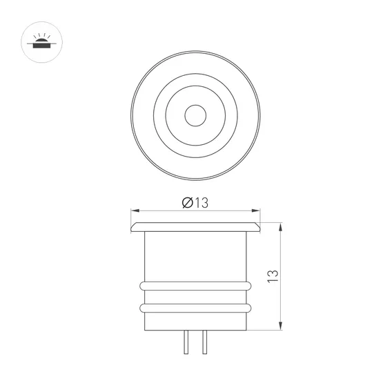Фото #2 товара Светильник ART-PICCOLO-BUILT-R13-1W Day4000 (BK, 30 deg, 3V) (Arlight, IP40 Металл, 3 года)