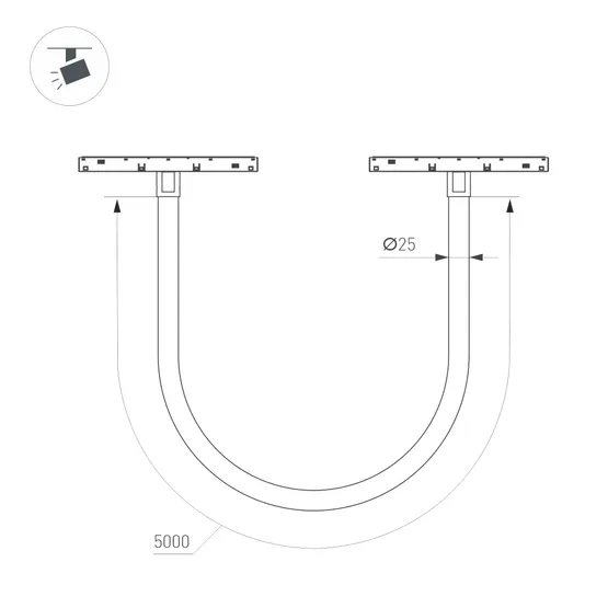 Фото #4 товара Светильник MAG-ORIENT-TUBE-ELASTIC-R25-L5000-70W Day4000 (BK, 360 deg, 48V, DALI) (Arlight, IP20 Металл, 3 года)