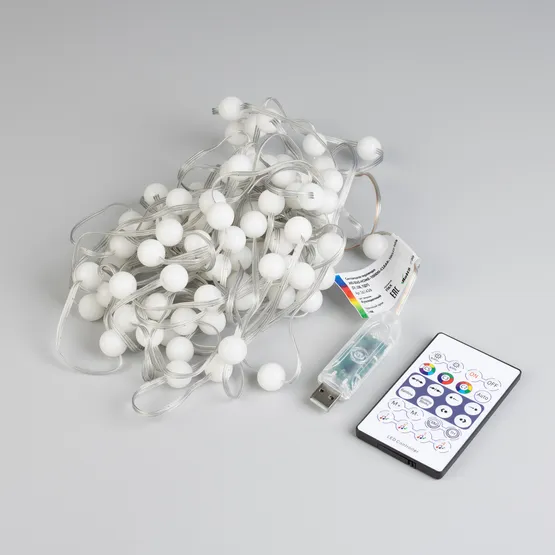 Фото #3 товара Светодиодная гирлянда ARD-BEAD-HOME-10000-CLEAR-100LED RGB (5V, USB, ПДУ) (Ardecoled, IP20 Пластик)