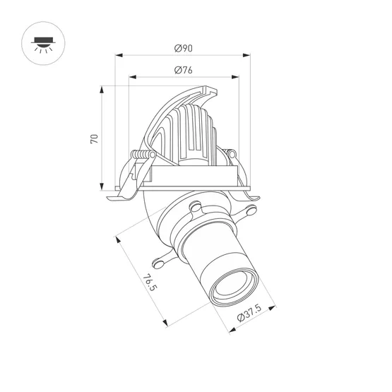 Фото #2 товара Светильник LGD-ARTIFACT-BUILT-FLAP-CROP-ZOOM-R90-12W Warm3000 (Черный, 20-35 deg, 230V) (Arlight, IP20 Металл, 5 лет)