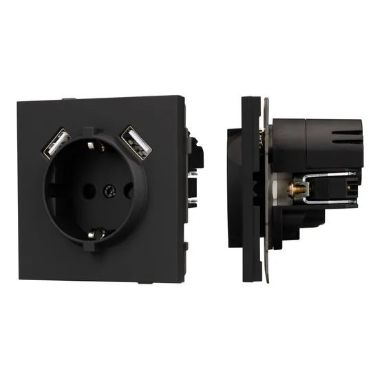 Фото #1 товара Механизм розетки с USB зарядкой SCT-TENDO-MUAA-SFPL-BK (230V, 16A) (Arlight, -)