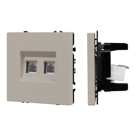 Фото #1 товара Механизм сдвоенной компьютерной розетки SCT-NOBE-MPC2-SFPL-CA (RJ-45, CAT6) (Arlight, -)