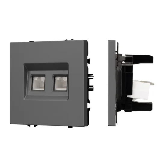 Фото #1 товара Механизм сдвоенной компьютерной розетки SCT-NOBE-MPC2-SFPL-GR (RJ-45, CAT6) (Arlight, -)