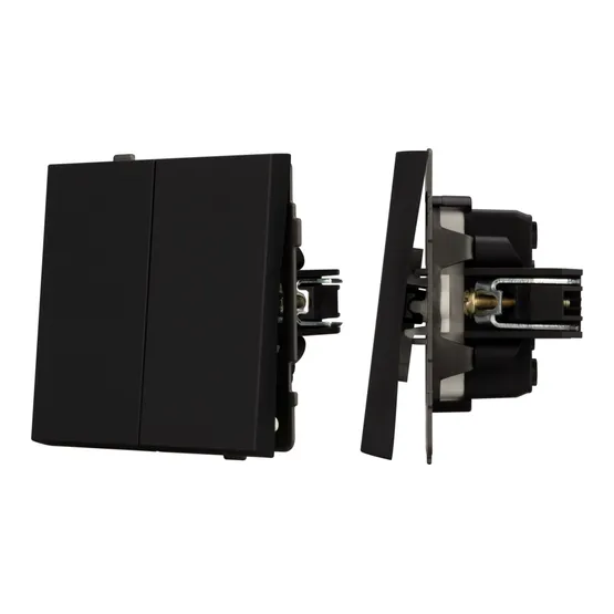 Фото #1 товара Механизм выключателя двухклавишный проходной SWT-TENDO-MKP2-SFPL-BK (230V, 10A) (Arlight, -)