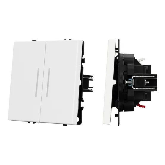 Фото #1 товара Механизм выключателя двухклавишный проходной LED SWT-NOBE-MKP2-SFPL-L-WH (230V, 10A) (Arlight, -)