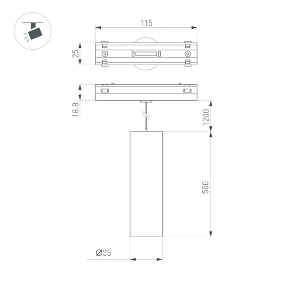 Фото #2 товара Светильник MAG-VIBE-SPOT-HANG-R35-10W Warm3000 (BK, 24 deg, 48V) (Arlight, IP20 Металл, 5 лет)