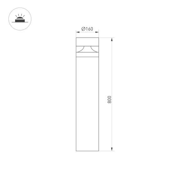 Фото #5 товара Светильник LGD-GUIDE-BOLL-H800-20W Warm3500-MIX (GR, 280 deg, 230V) (Arlight, IP65 Металл, 5 лет)