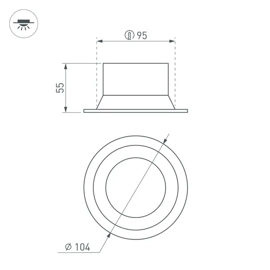 Фото #3 товара Светильник MS-BREEZE-BUILT-R104-12W Warm3000 (BK, 85 deg, 230V) (Arlight, IP20 Металл, 3 года)