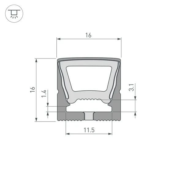 Фото #3 товара Силиконовый профиль WPH-FLEX-1616-TOP-S11-5m FULL BLACK (Arlight, Силикон)